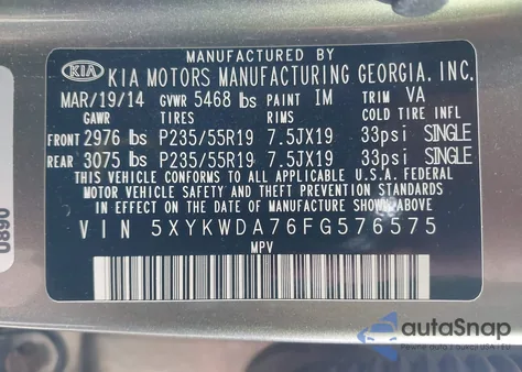 2015 Kia Sorento Limited V6 from USA, damaged, VIN 5XYKWDA76FG576575